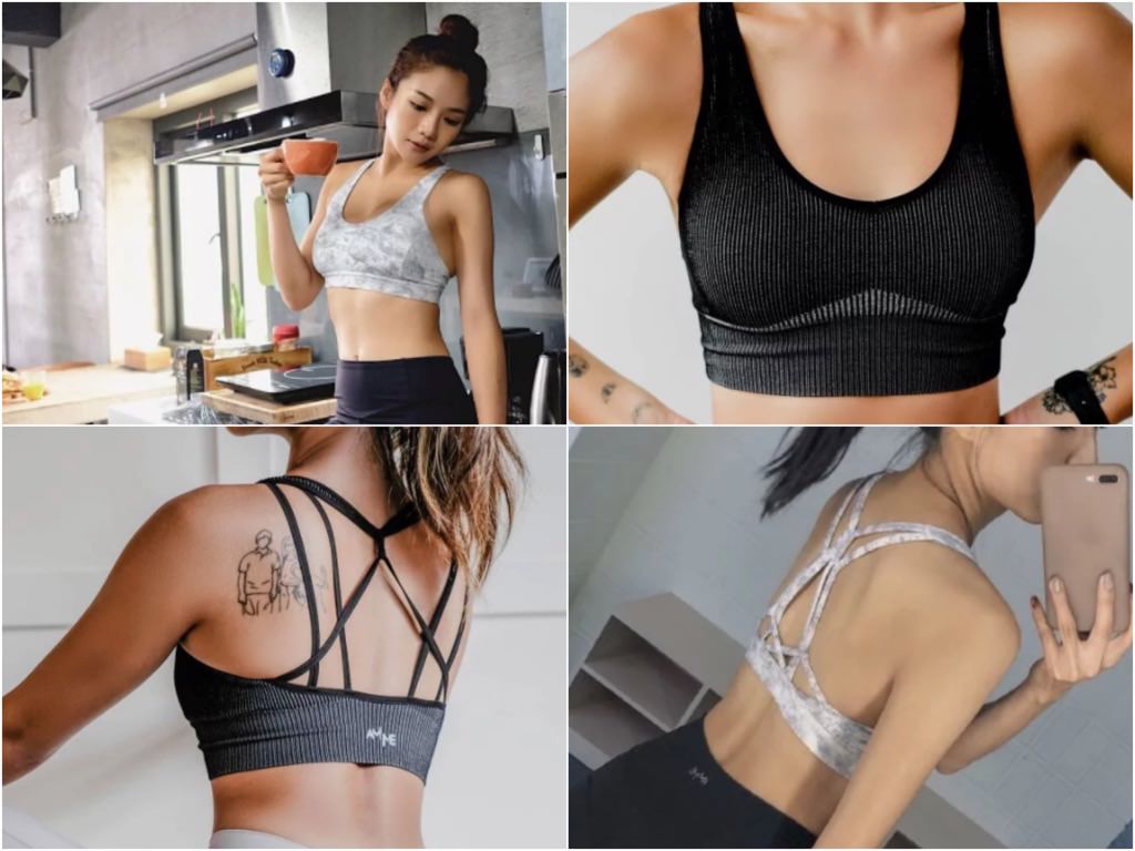 【AM ME SPORTY】顯瘦提臀瑜伽機能運動口袋褲、超自在美背渲染黑色運動內衣實穿推薦