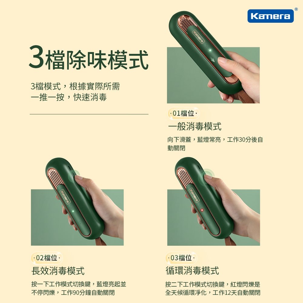 Kamera活氧抑菌除味器｜居家、辦公、車上、冰箱消毒除味超方便，可攜式快速除臭器推薦！