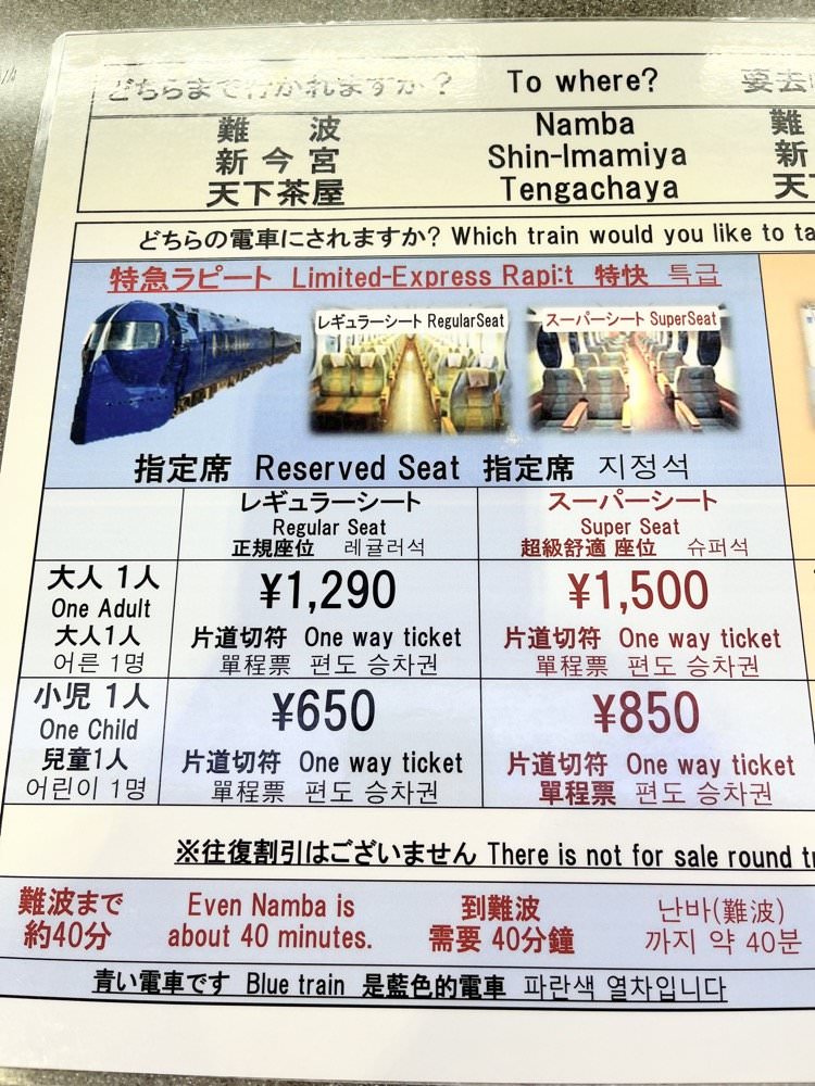 07 大阪市區交通 南海電鐵、JR Haruka、JR關西機場快速、利木津巴士搭乘資訊