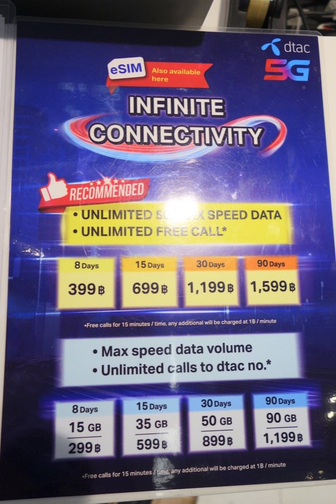泰國上網Sim卡推薦｜DTAC吃到飽網路電話sim卡 (機場櫃檯換卡dtac HAPPY TOURIST SIM)