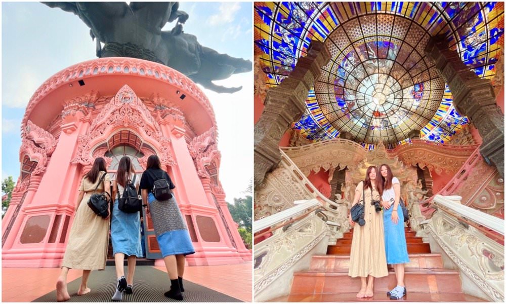 【曼谷景點推薦】三頭象神博物館The Erawan Museum。超美粉紅建築巨大三頭象地標！曼谷超夯網美景點交通、門票、許願拜拜攻略分享！