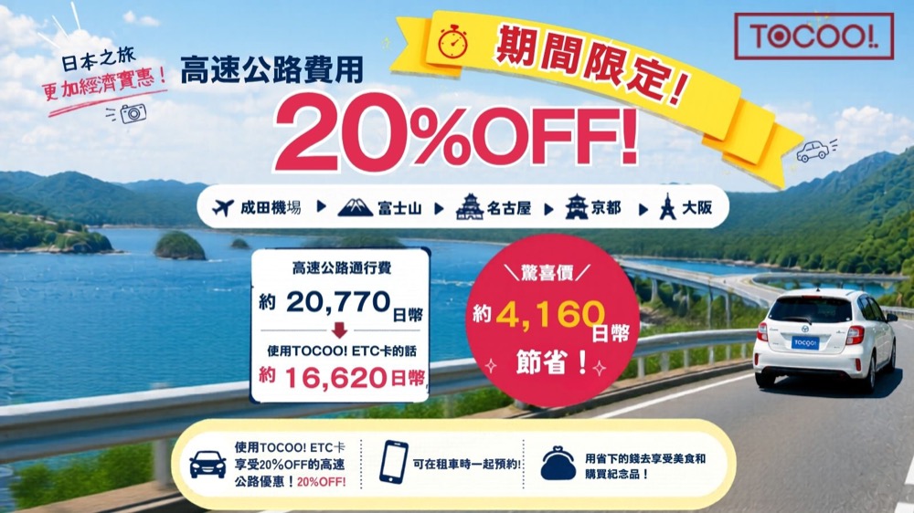 日本東京成田機埸ETC卡租借八折優惠